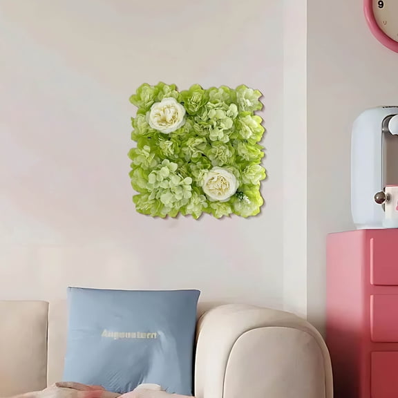 CuiLiyq Simulation Flower Wall Panel for Wedding Decoration, Artificial Rose Wall for Bridal Shower Photo Background, Home Party Backdrop, Living Room Accent Wall (13.7" x 13.7", Light Green)
