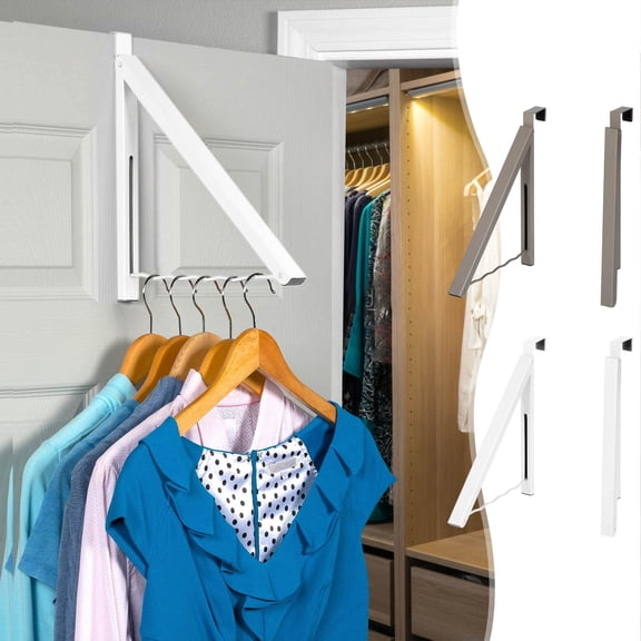 CuiLiyq Single Foldable Clothing Rack, Wall Mounted Retractable Clothes Hanger for Laundry Dryer Room, Hanging Drying Rod, Small Collapsible Folding Garment Racks, Dorm Accessories (White)