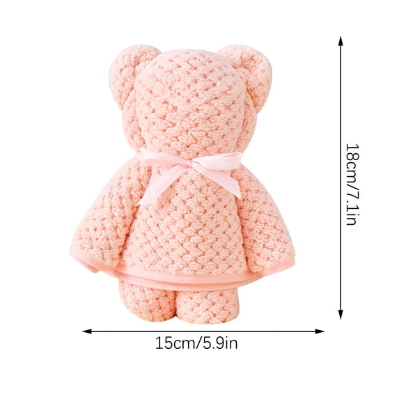 CuiLiyq Small Bear Towel Gift, Cute Bear Folded Towel, Soft Fleece Hand Towel with 1 Pcs Handbag and Ribbon Decoration, Gift for Wedding Graduation Valentines Day Birthday Party Supplies (A)
