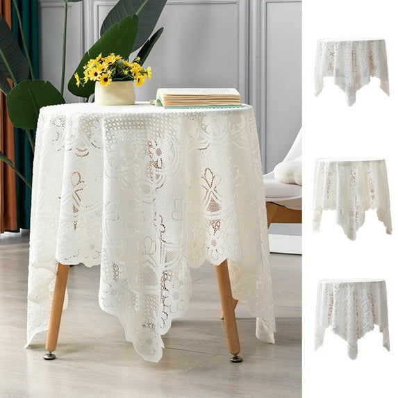 CuiLiyq Small Square Lace Tablecloth, 23.6 Inch White Lace Tablecloth Crochet Laces Table Cloth Vintage Embroidered Side Table Cover for Round Coffee Tables Wedding Rectangle Tables Decor (A)