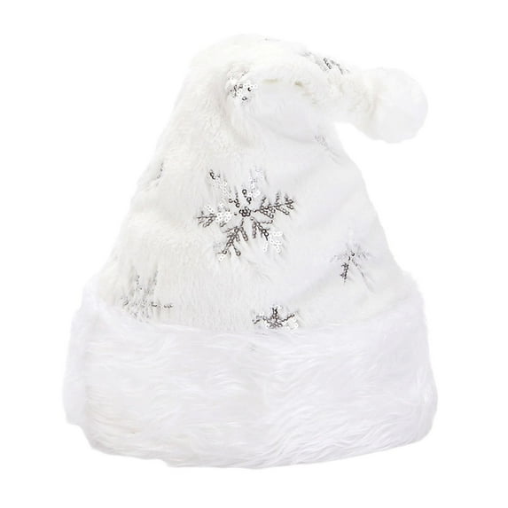 CuiLiyq Snowflake Santa Hat, Unisex Cozy Santa Hat with Snowflakes, for Christmas Holiday Party Supplies (Silver Snowflake)
