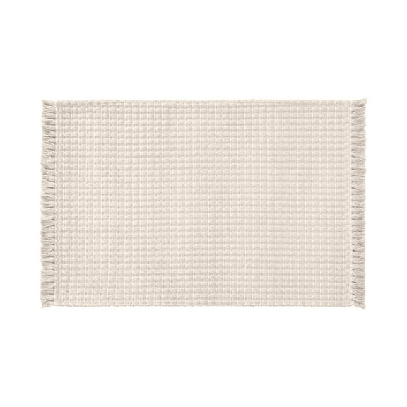 CuiLiyq Soft Microfiber Farmhouse Bathroom Rug, Washable Kitchen Mats, Woven Non Slip Bath Mat with Pure Tassels, Tufted Braided Bath Rug for Entryway Doormat Laundry Room (23.6" x 15.7", Beige)