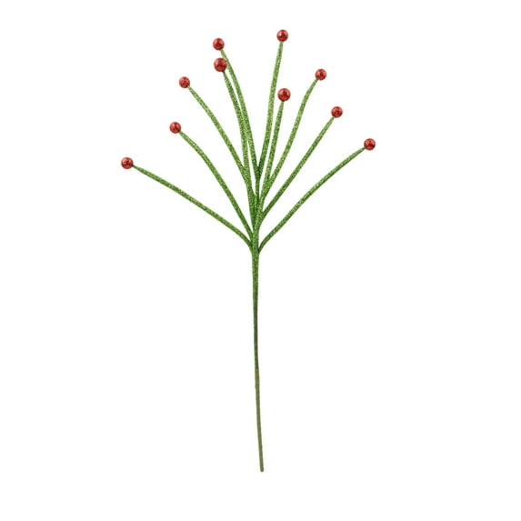 CuiLiyq Sparkle Christmas Tree Picks and Spray Christmas Tree Topper Decoration, 24.4 Inch Artificial Glitter Curly Pick Stalk Branches with Ball for Xmas Vase Filler Wreath Craft (A)