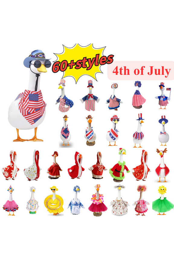 Spring Easter Porch Goose Outfit, Cute Geese Clothes for 23" High Cement or Plastic Goose Costume Duck Statue Dress Accessories for Yard Lawn Garden Patio Outdoor Decoration (A)