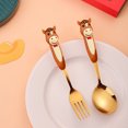 thumbnail image 1 of CuiLiyq Stainless Steel Fork and Spoon Set with Cartoon Horse Decoration, Cute Stainless Steel Flatware Set, Dishwasher Safe Cutlery Set for Home Kitchen(1 Pcs Spoon and 1 Pcs Fork, Gold), 1 of 5