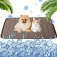thumbnail image 1 of CuiLiyq Summer Ice Silk Pet Cooling Mat, Non Slip Wear Resistant Cold Pad for Dogs Cats, Portable Washable Mat for Kennel Sofa Bed Floor, 11.8 x 15.7 Inches, Brown, 1 of 7