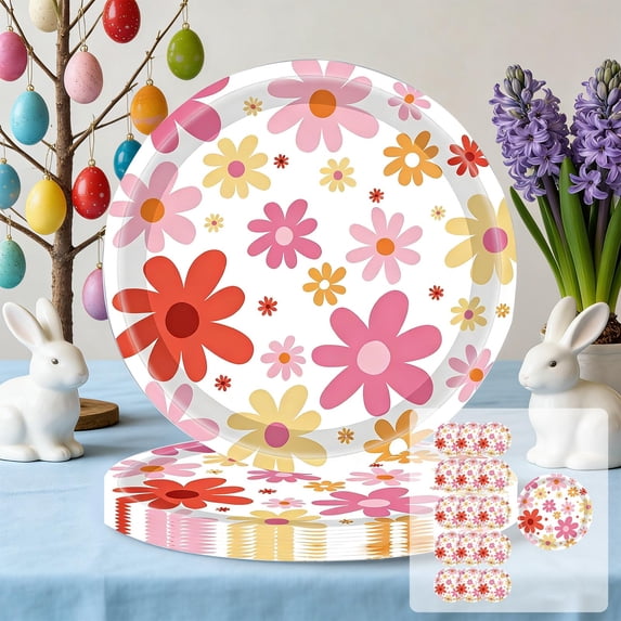 CuiLiyq Sunflower Party Supplies, 16 PCS 7" Disposable Paper Plates Set, Floral Theme Tableware for Birthday Garden Spring Celebration and Holiday Brunch Decorations (16 Pcs, 7 Inch Plates)