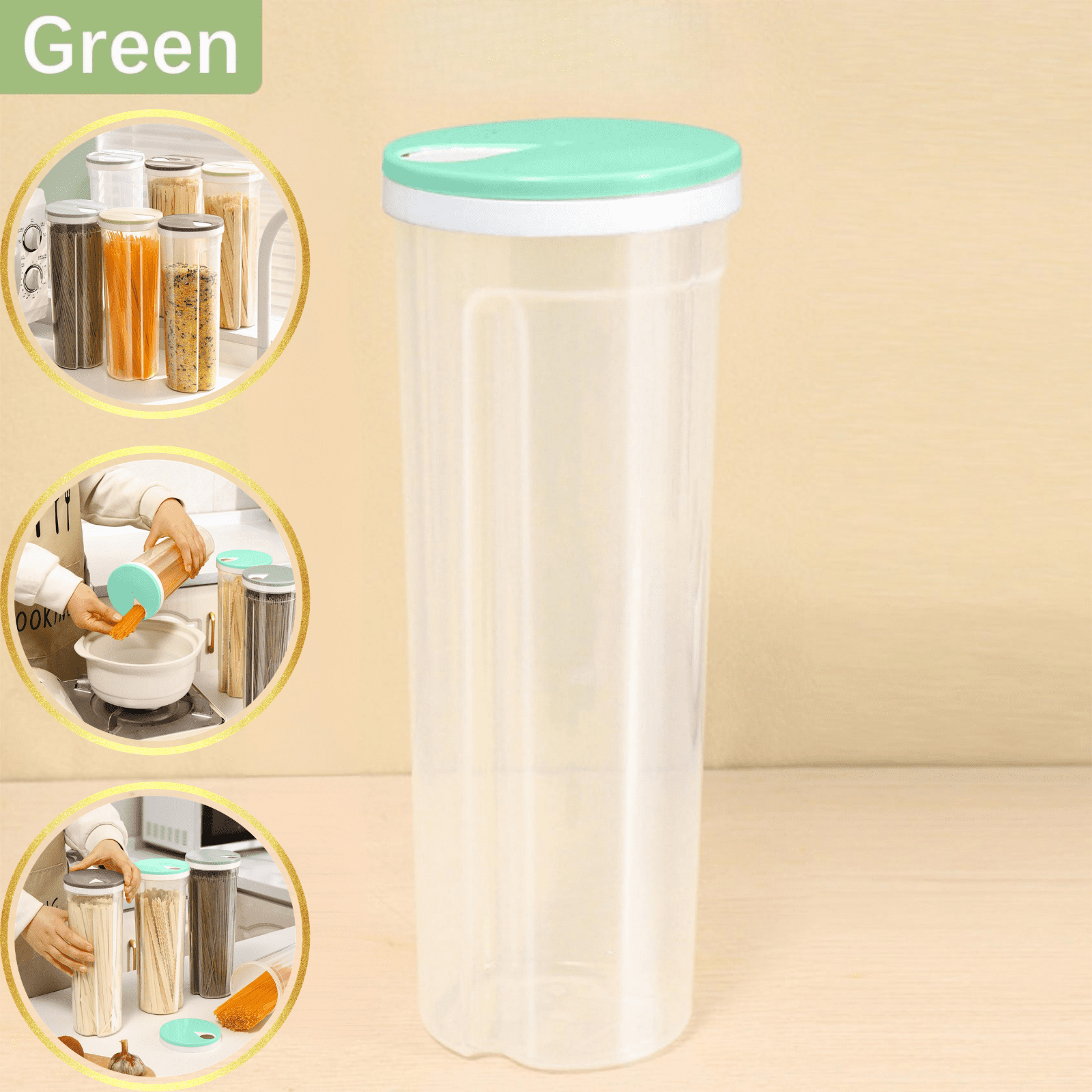 CuiLiyq Tall Clear Spaghetti Pasta Container Storage With Lid, Multi ...
