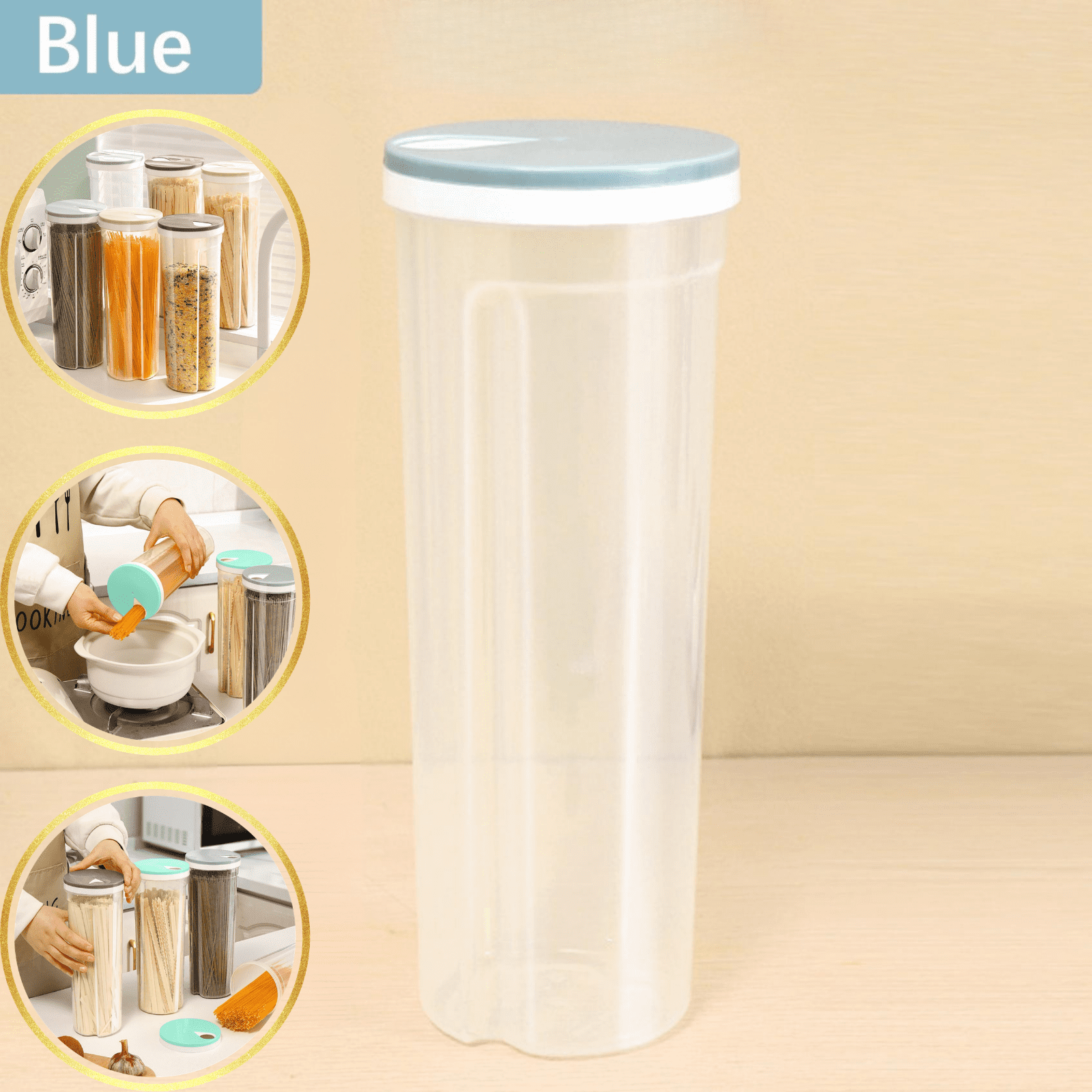 CuiLiyq Tall Clear Spaghetti Pasta Container Storage With Lid, Multi ...
