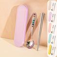 thumbnail image 1 of CuiLiyq Travel Utensils with Case, Portable Stainless Steel Spoon and Chopsticks, Reusable Travel Cutlery Set for Camping, Picnic and Office, Purple, 1 of 6