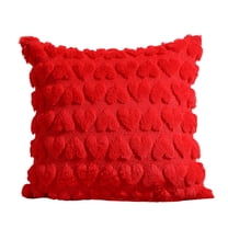 CuiLiyq Valentines Day Pillow, Soft and Fluffy Love Heart Decorative Pillow, Soft Plush Square Pillow for Winter Home Holiday Bed Couch Decoration, 17" x 17", Red