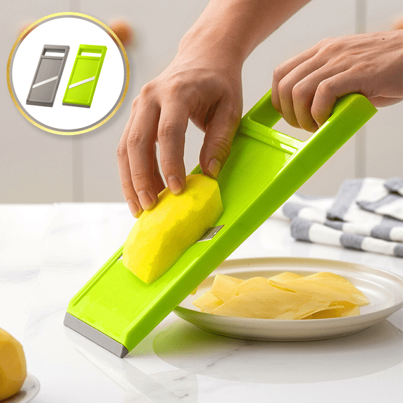 CuiLiyq Vegetable Slicer, 10.8" x 4.2" Stainless Steel Mandoline Food Slicer, Handheld Vegetable Chip Maker Food Chopper for Potato, Carrot, Vegetables, Zucchini (Green)