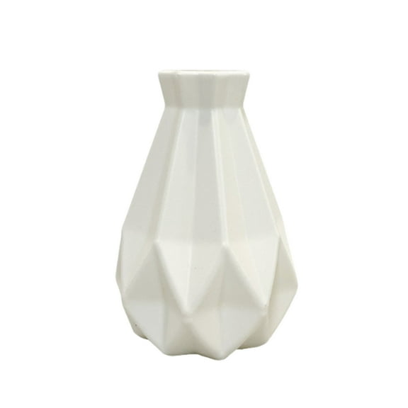 CuiLiyq White Plastic Flower Vase, Ceramic Look, Shatterproof Flowers Vase for Tabletop, Living Room, Bathroom, Bedroom, Home and Office Decoration, 8" x 4.3", White