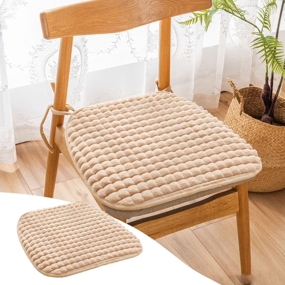 CuiLiyq Winter Chair Cushion for Dining Room, Tufted Corduroy Stool Cushion, 18.5" x 17.7" Square Seat Pad with Memory Foam for Kitchen Chairs and Tatami, Soft and Warm (Yellow)