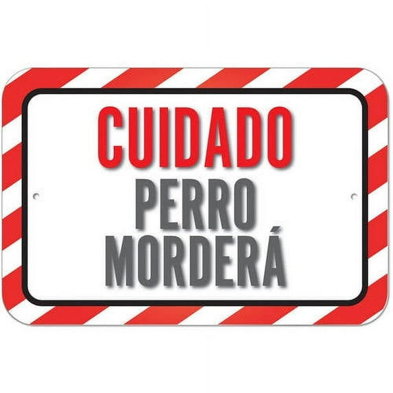 Cuidado Perro Morderá Caution Dog Will Bite Spanish Sign