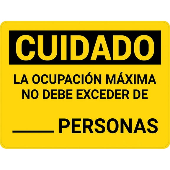 Cuidado - No se Debe Exceder la Ocupacin Mxima Horizontal (Caution No Max Occupancy) Metal Sign 8"x12" - Danger Warning for Man Cave Yard, Indoor Outdoor Use