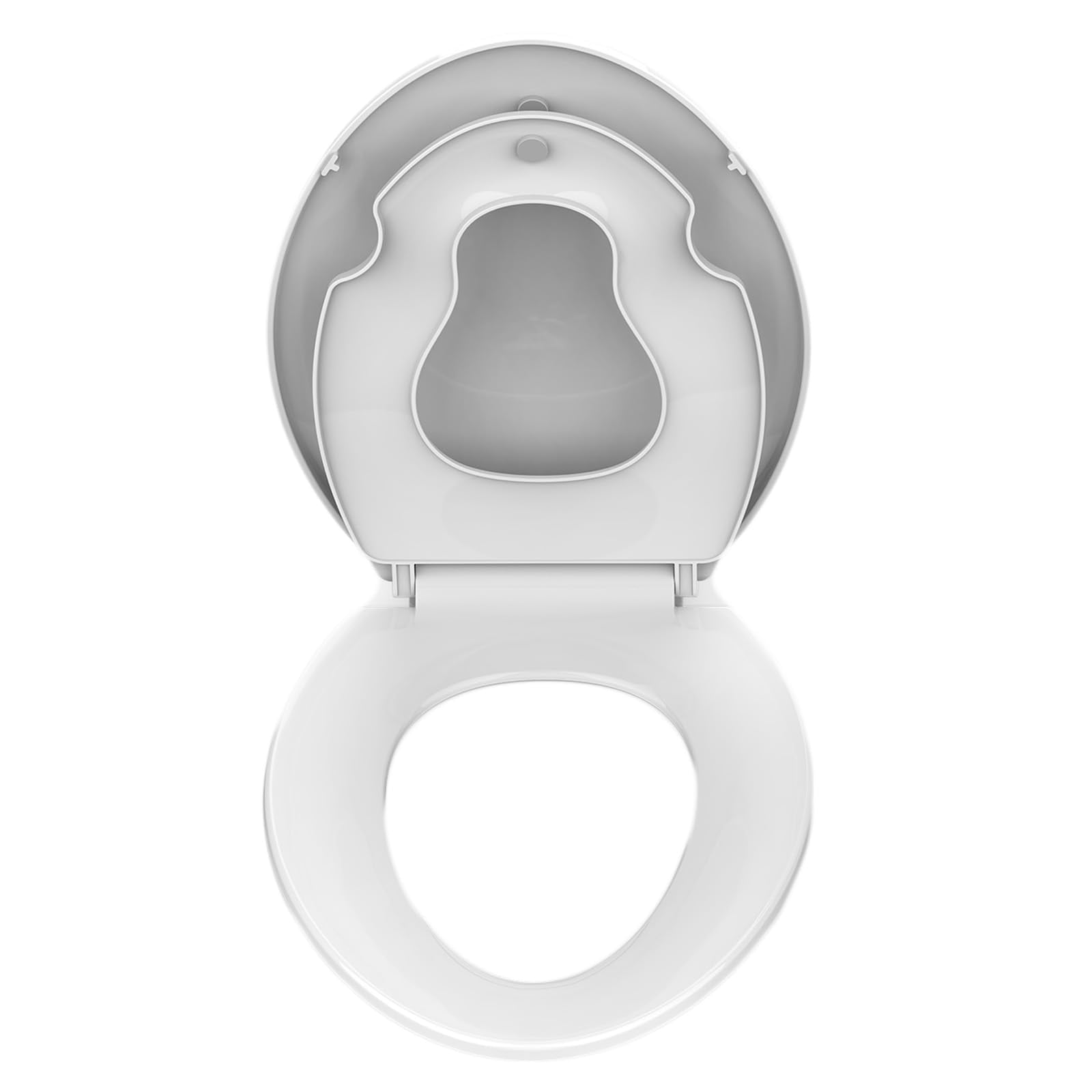 CuisinAid 19"L Elongated Toilet Seat with Built-in Toddler Training Seat, Soft-Close Lid, Safe PP Material & Easy Installation Kit,White