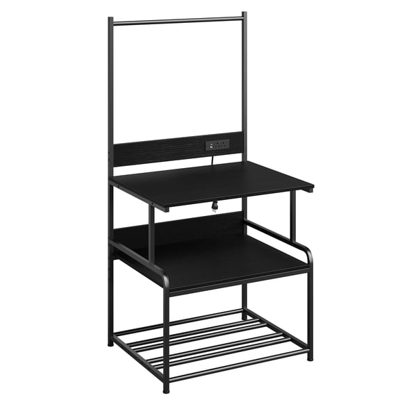 CuisinSmart 3D Printer Workstation, 3-Tier Large Printer Stand with Built-in Power Outlet, Top Filament Spool Holder for 3D Printing & Office Printer Storage