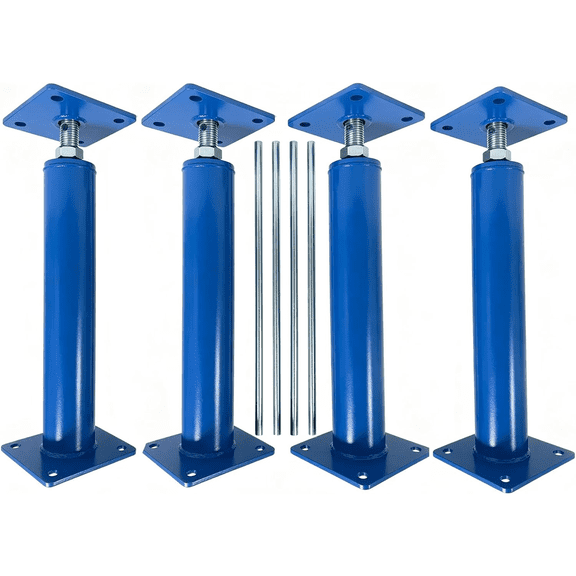 CuisinSmart 4 Pack Adjustable House Support Jacks, 11023 LBS Capacity Crawl Space Jack, 11-16 inch Heavy‑Duty Q235 Steel Floor Jack for Beam & Foundation Repair Blue