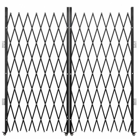 CuisinSmart Double Folding Security Gate,150"W x 87" H Steel Expandable Retractable Gate with Lockable Wheels for Warehouse Garage Commercial Residential Entryways