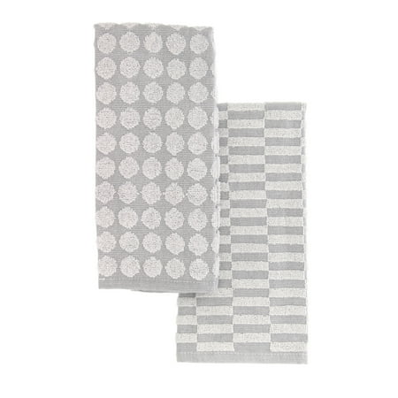 Cuisinart 100% Cotton Kitchen Hand Towels, 2pk, 16" x 27", Gray
