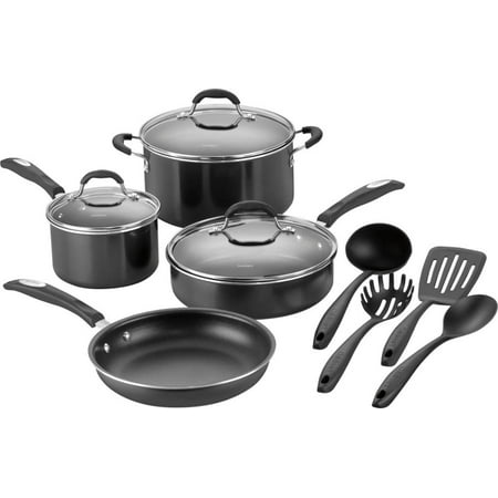 Cuisinart - 11-Piece Cookware Set - Black/Silver