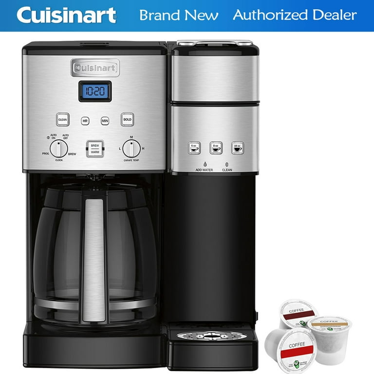 Cuisinart 12-Cup Coffee Maker and Single-Serve Brewer, Stainless Steel  (SS-15) with Bonus K-Cup Sample Pack 