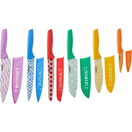 Cuisinart C55-12PR2 Advantage Color Collection 12-Piece Printed Color Cutlery Set, Multicolor