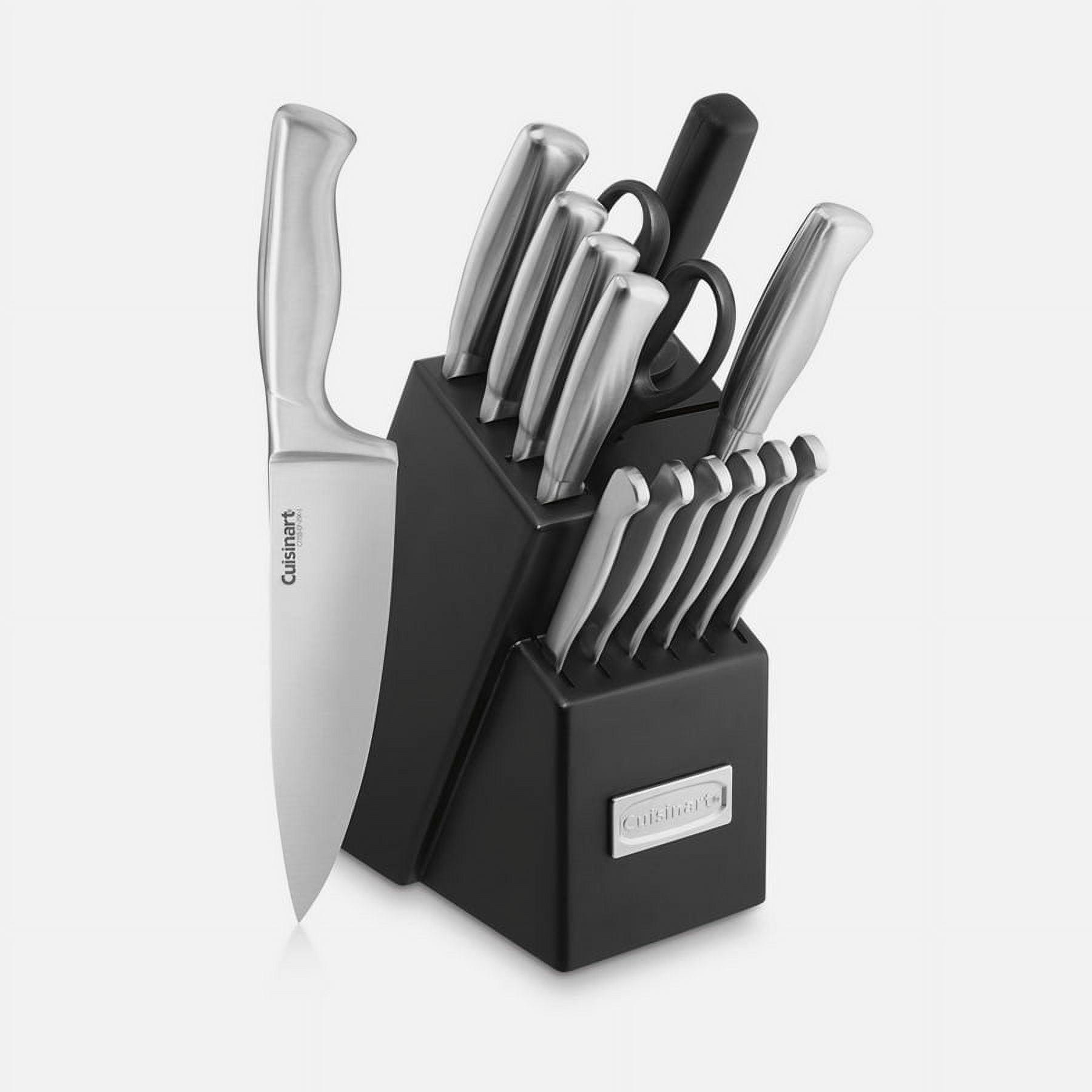 Cuisinart Stainless Steel Hollow Handle 15-Piece Knife Block Set with Acacia Wood
