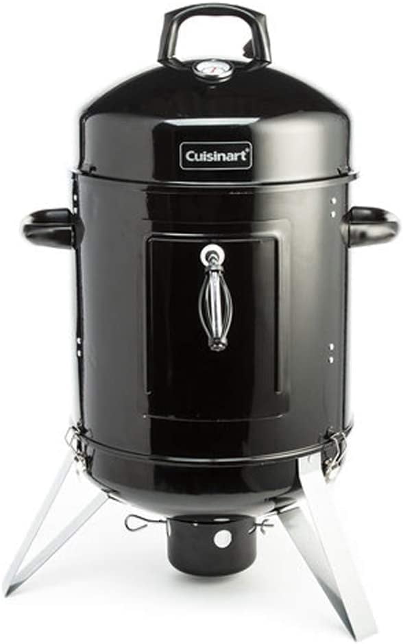 Cuisinart 16” Vertical Charcoal Smoker, Integrated Thermometer, Water Bowl and Dual Vents Perfect for Smoked Brisket, Chrome Plated Grates Smoker Grill for BBQ, Camping, Tailgates