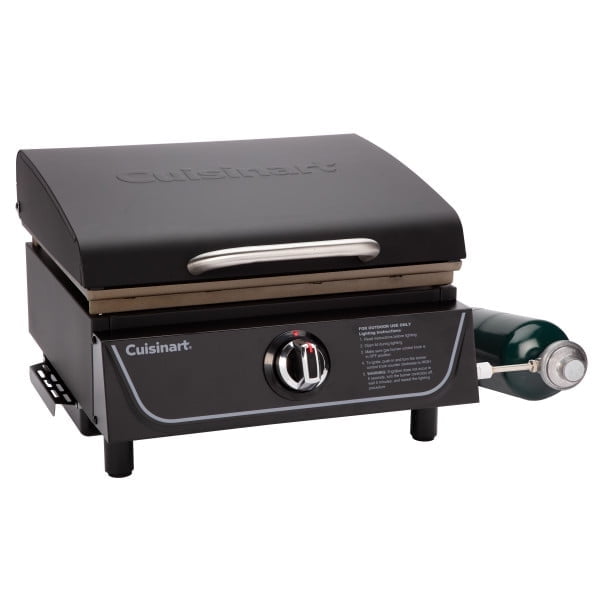 17" Black Stainless Steel Tabletop Gas Griddle with Hood