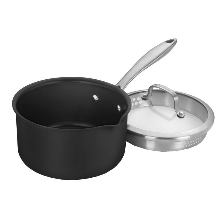 2 Qt. Stainless Pour Saucepan with Straining Cover