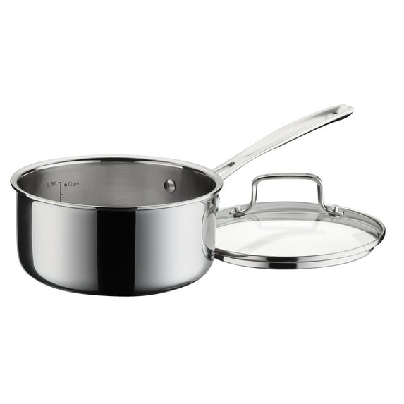 Cuisinart Classic 2 Qt. Tri-Ply Stainless Steel Saucepan with Tempered Glass Lid