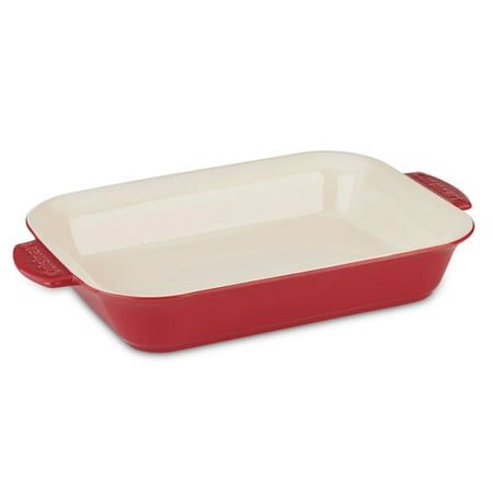 Cuisinart 2 Quart Chef Classic Ceramic Rectangular Casserole Dish Bakeware, Red
