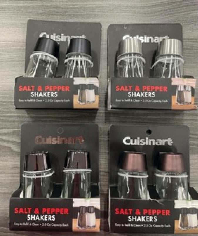 Cuisinart 2pc Silver and Clear 2.5oz. Salt and Pepper Shakers.