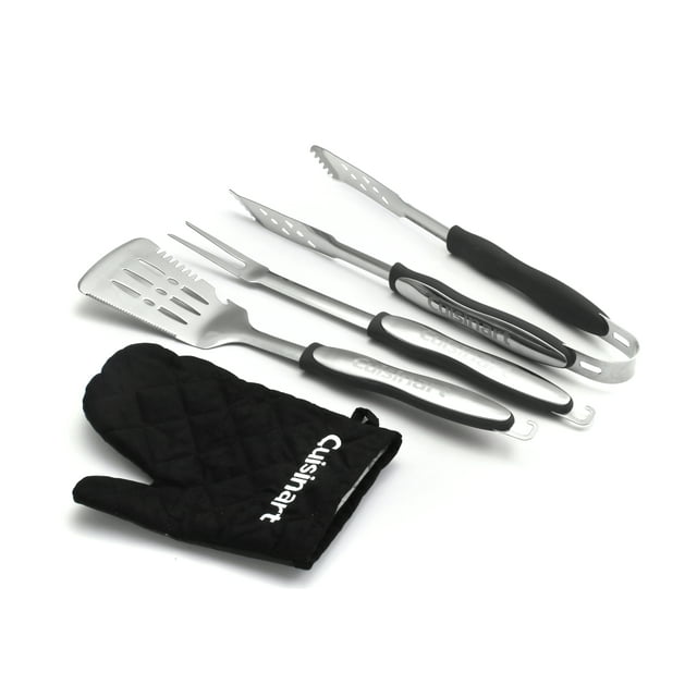 Cuisinart® 3 Piece Grilling Tool Set with Grill Glove - Includes Tongs, Spatula, Grill Fork and a BONUS Grill Glove