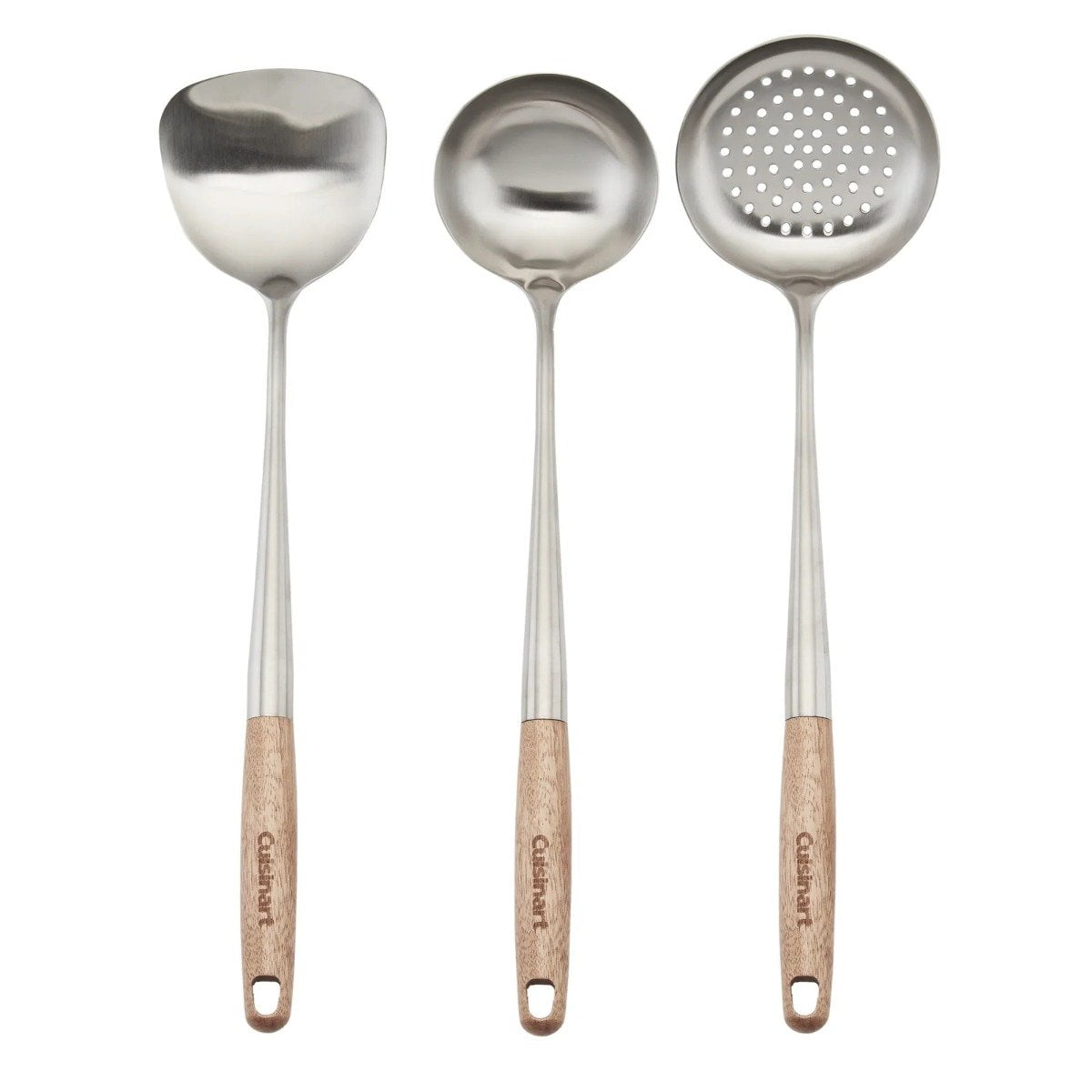 Stainless Steel and Acacia Wood 3-Piece Wok Tool Set
