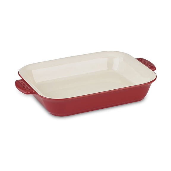 Cuisinart 4 Quart Chef Classic Ceramic Rectangular Casserole Dish Bakeware, Red