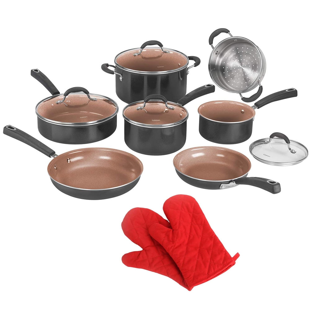 Cuisinart 11-Piece Ceramica XT Nonstick Cookware Set, Red