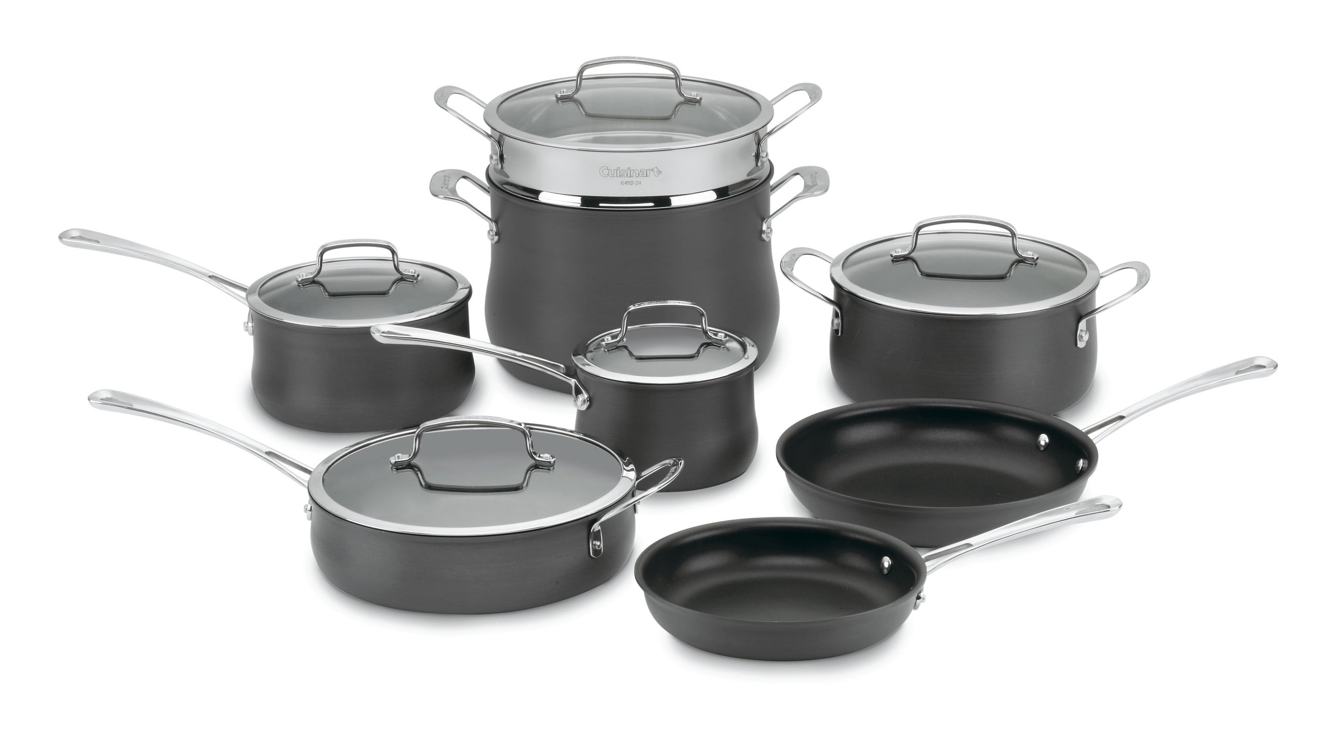Contour 13-Piece Hard-Anodized Aluminum Nonstick Cookware Set in Black Contour 13-Piece Hard-Anodized Aluminum Nonstick Cookware Set in Black