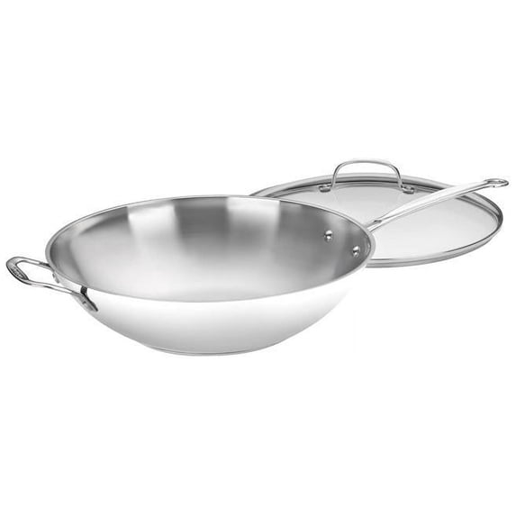 Cuisinart 726-38H Chef's Classic Stainless 14-Inch Stir-Fry Pan with Helper Handle and Glass Cover