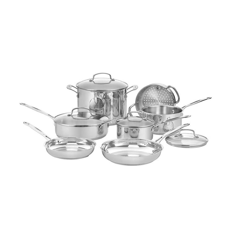 Cuisinart Classic Pots & Pans Set, 10 pcs Cookware Set with Saucepans,  Saute pans, & Skillets- Tapered Rims for Drip Free Pouring & Cool Grip  Handles