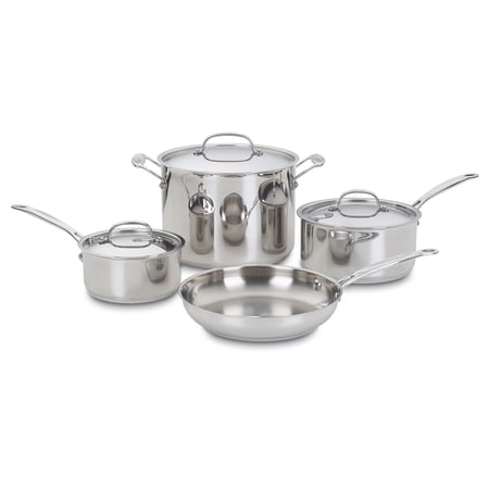 Cuisinart Chef’s Classic 7-Piece Stainless Steel Cookware Set, Aluminum Core Base, Oven Safe
