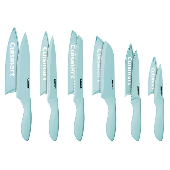 Cuisinart 12-Piece Kitchen Knife Set, Advantage Color Collection with Blade Guards, (Aqua)