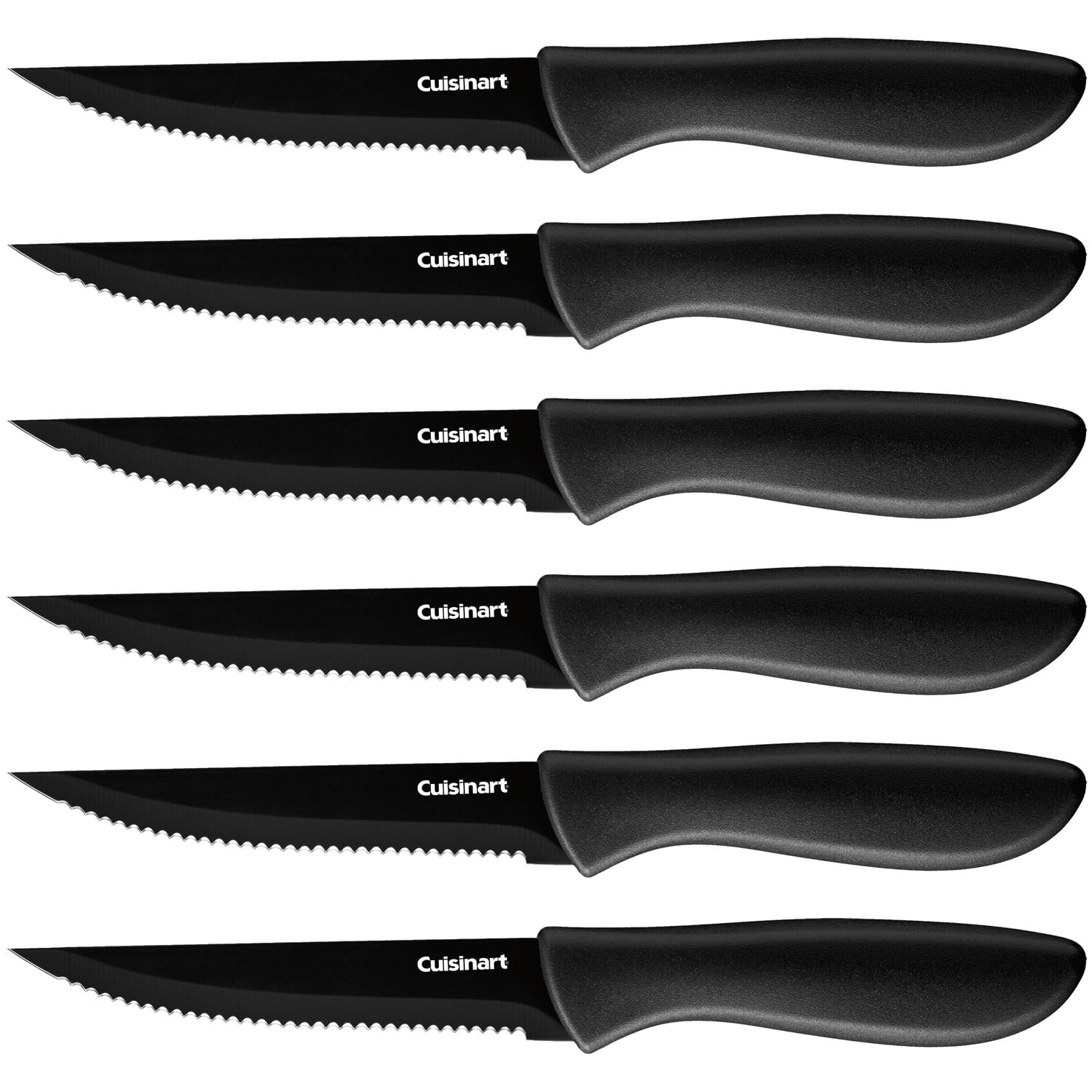 Cuisinart Kitchen Knife Black 6 set , with Matching Blade Protective  Sheath, Scratch Resistant & Rust Proof, High Carbon Stainless Steel, TPR  Coating Handle，in Gift Box 