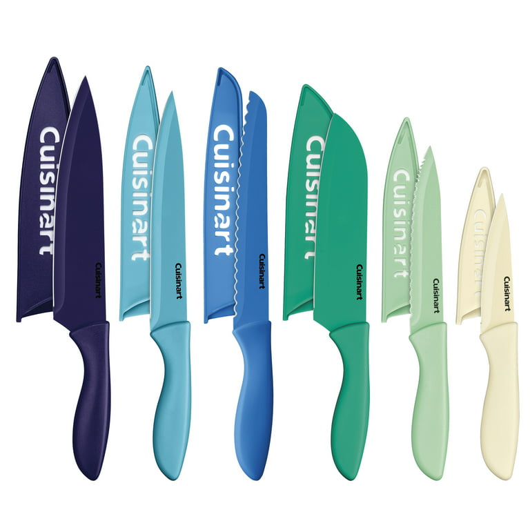 EatNeat 12-Piece Colorful Kitchen Knife Set and 2 Large Glass