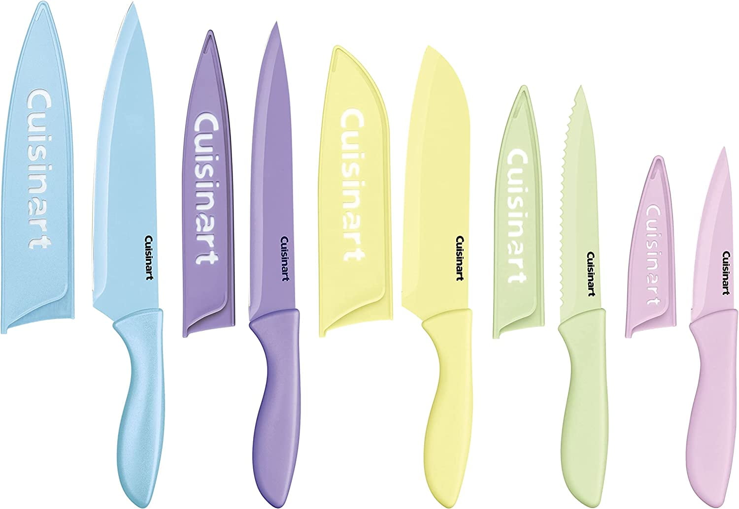 Cuisinart C55 10pcpl Ceramic Coated Knife Set With Blade Guard Sheaths 10 Piece Set In Pastel