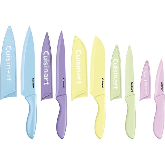 Cuisinart C55-10PCPL Ceramic Coated Knife Set with Blade Guard Sheaths (10- Piece Set) in Pastel Bright's