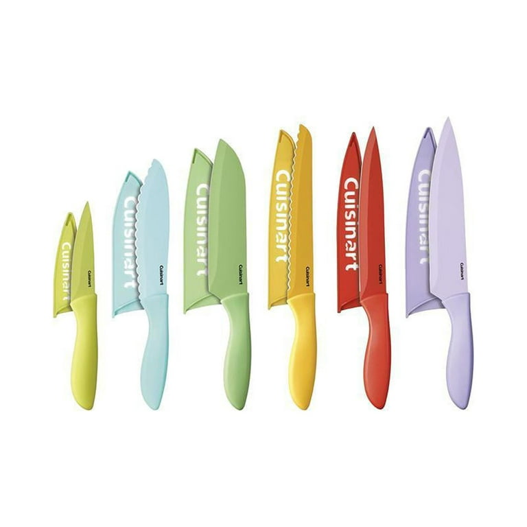 Cuisinart C55-12PCER1 12pc Ceramic Coated Color Knife Set with Blade Guards  