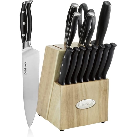 Cuisinart Nitrogen Collection 15-Piece Knife Block Set, Precision Tapered Blades, Forged Bolster